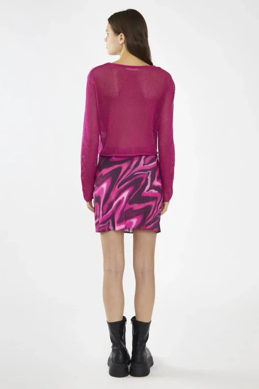 Glamorous Going Out Skirts|Mini Skirts|Pink Multi-Blurred Wave Wrap Mini-Skirt -