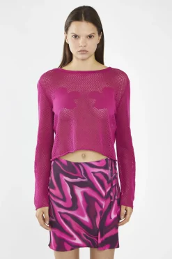 Glamorous Going Out Skirts|Mini Skirts|Pink Multi-Blurred Wave Wrap Mini-Skirt -