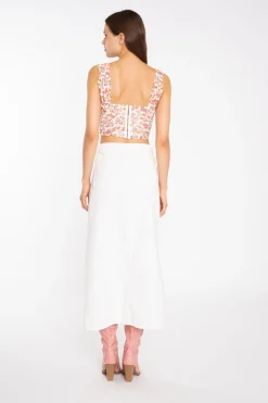 Glamorous Crops, Corsets & Bodysuits|Pink Multi-Floral Lace Ruched Corset Crop-Top -