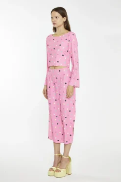 Glamorous Midi & Midaxi Skirts|Pink Multi-Flower Bias-Cut Midi-Skirt -