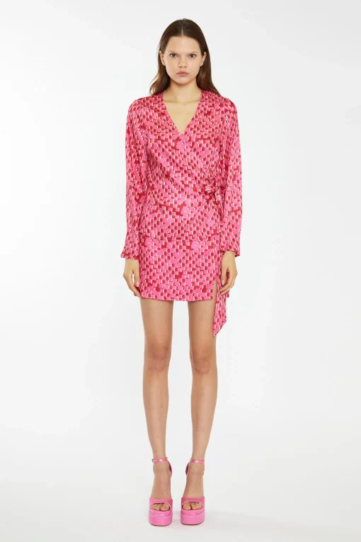 Glamorous Co-ords|Mini Skirts|Pink Multi-Square Low-Waist Micro Mini-Skirt -