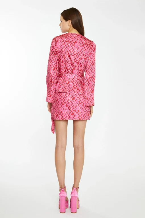 Glamorous Co-ords|Mini Skirts|Pink Multi-Square Low-Waist Micro Mini-Skirt -
