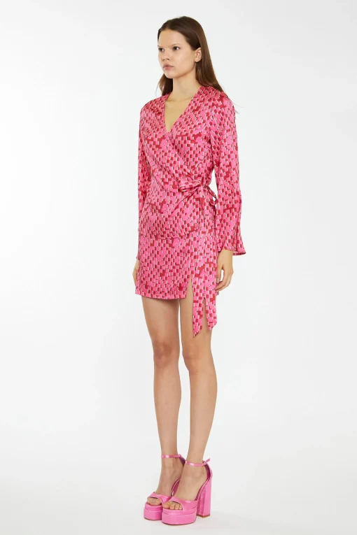 Glamorous Co-ords|Mini Skirts|Pink Multi-Square Low-Waist Micro Mini-Skirt -