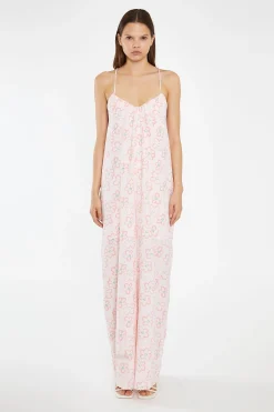 Glamorous Chic Escapes|Jumpsuits|Pink Painted-Daisy Loose-Fit Lace-Up Jumpsuit -