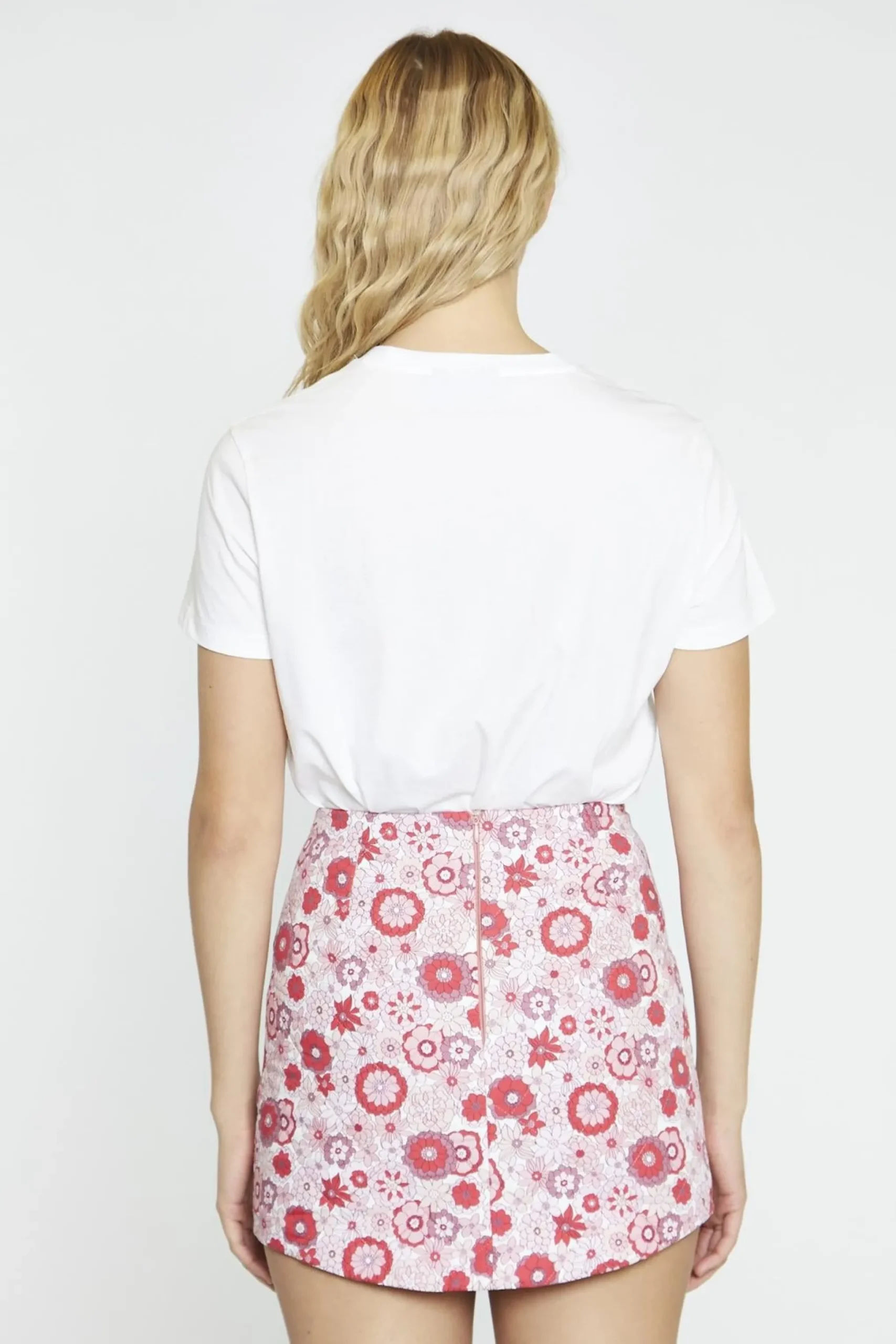 Glamorous Mini Skirts|Pink Red Vintage Floral A-Line Mini-Skirt -