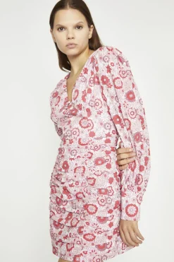 Glamorous Mini Dresses|Mini Dresses|Pink Red Vintage Floral V-Neck Mini-Dress -