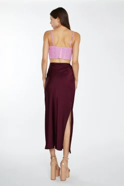 Glamorous Going Out Tops|Go To Partywear|Pink Silver-Glitter Chain-Strap Corset Crop-Top -