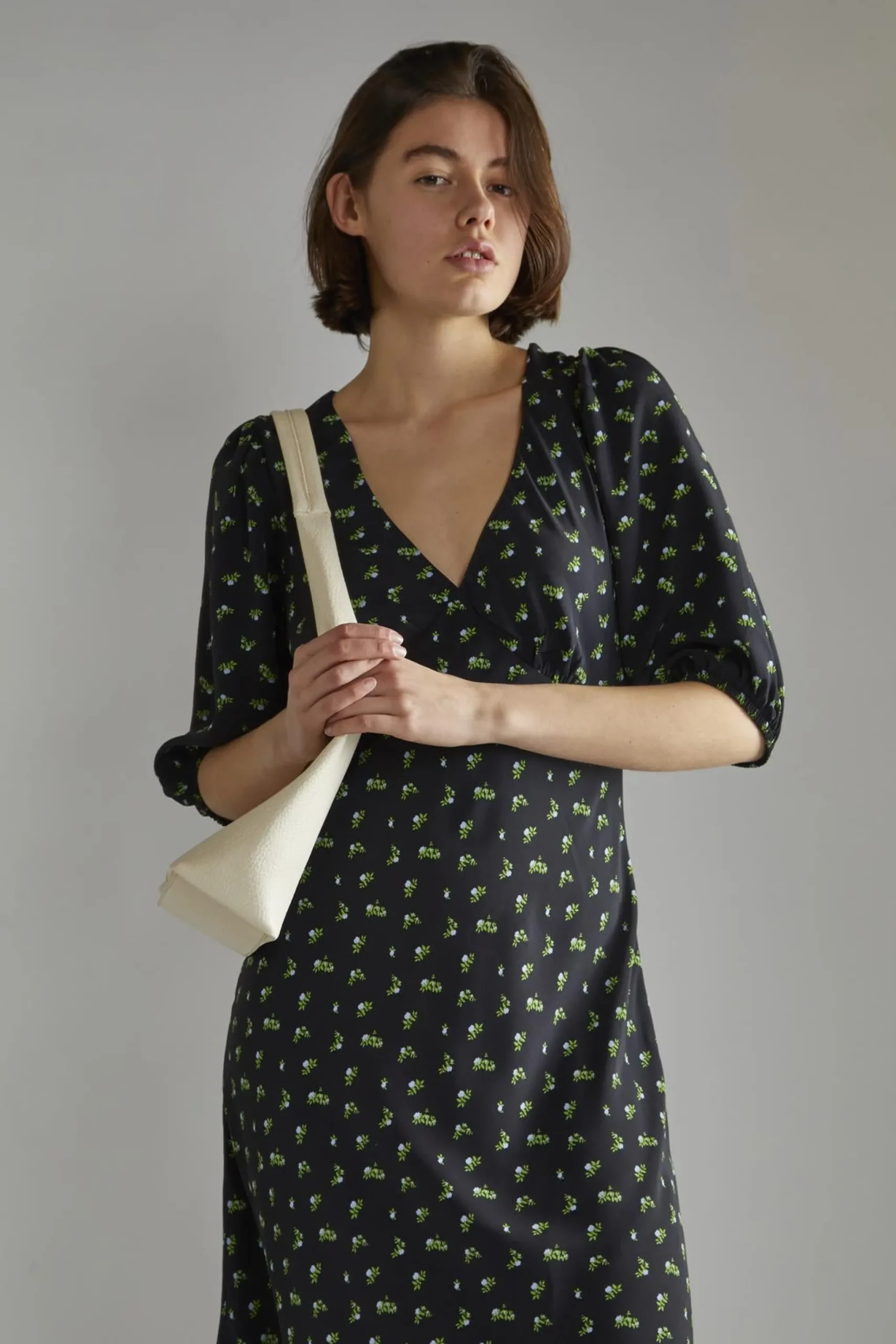 Glamorous Day Dresses|Midi & Midaxi Dresses|Pink Vintage Bud-Floral V-neck Tea Midi-Dress -