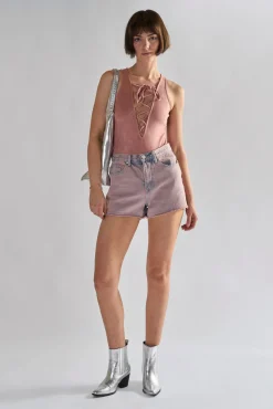 Glamorous Denim Shorts|Pink Wash Denim Shorts -