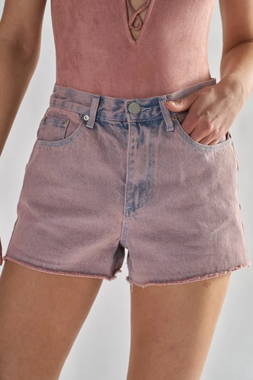 Glamorous Denim Shorts|Pink Wash Denim Shorts -