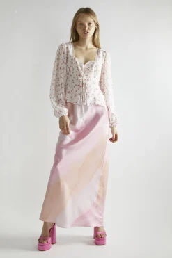 Glamorous Blouses & Shirts|Pink Watercolour-Floral V-Neck Top -