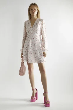 Glamorous Day Dresses|Mini Dresses|Pink Watercolour-Floral V-Neck Mini-Dress -