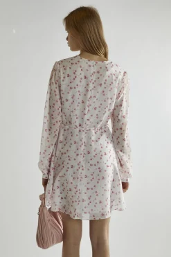 Glamorous Day Dresses|Mini Dresses|Pink Watercolour-Floral V-Neck Mini-Dress -