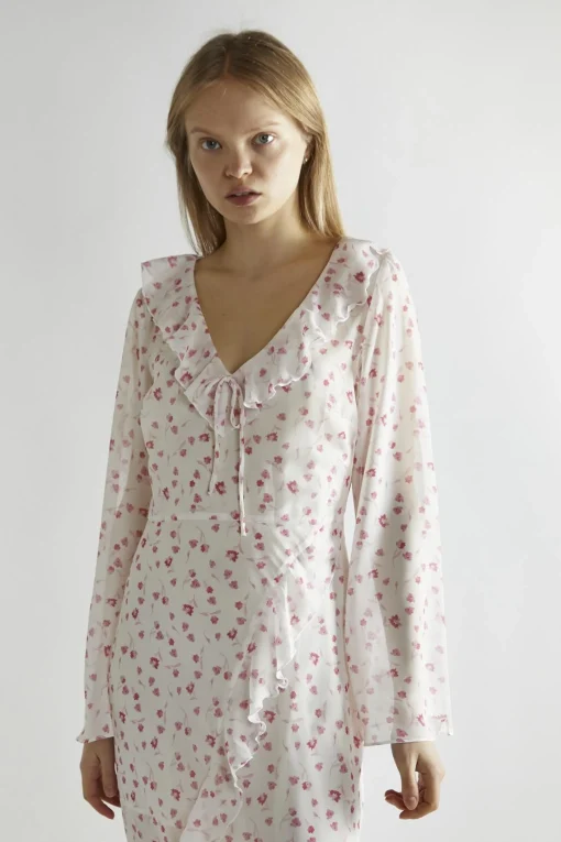 Glamorous Day Dresses|Maxi Dresses|Pink Watercolour-Floral V-Neck Maxi-Dress -