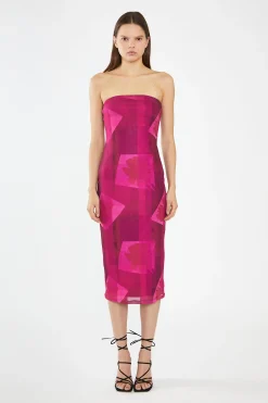Glamorous Day Dresses|Midi & Midaxi Dresses|Pink-Block Mesh Bandeau Bodycon Midaxi-Dress -