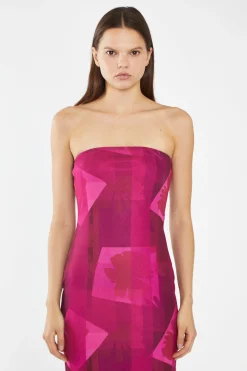 Glamorous Day Dresses|Midi & Midaxi Dresses|Pink-Block Mesh Bandeau Bodycon Midaxi-Dress -