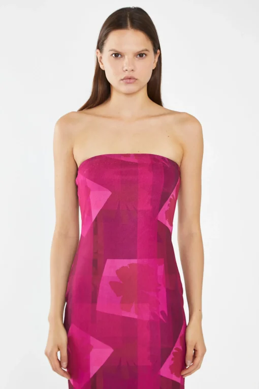 Glamorous Day Dresses|Midi & Midaxi Dresses|Pink-Block Mesh Bandeau Bodycon Midaxi-Dress -