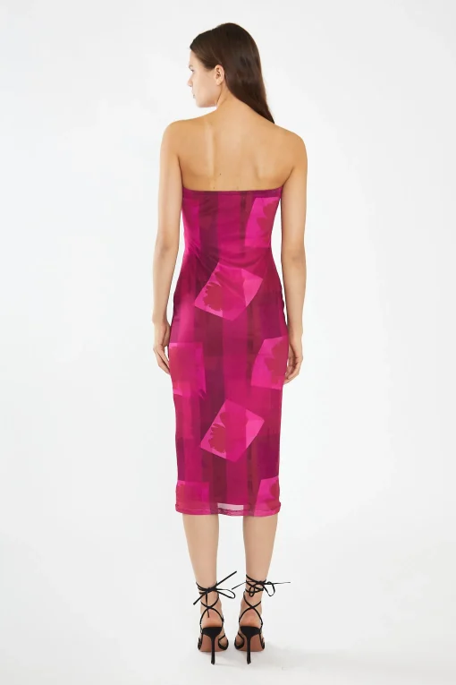 Glamorous Day Dresses|Midi & Midaxi Dresses|Pink-Block Mesh Bandeau Bodycon Midaxi-Dress -