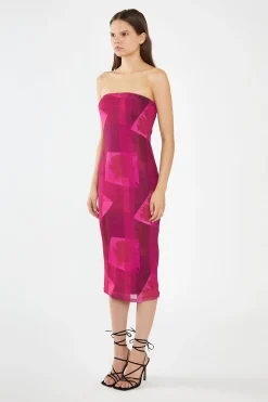 Glamorous Day Dresses|Midi & Midaxi Dresses|Pink-Block Mesh Bandeau Bodycon Midaxi-Dress -