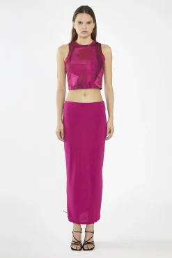 Glamorous Going Out Tops|Crops, Corsets & Bodysuits|Pink-Block Mesh Racerback Crop-Top -