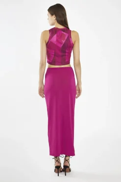 Glamorous Going Out Tops|Crops, Corsets & Bodysuits|Pink-Block Mesh Racerback Crop-Top -