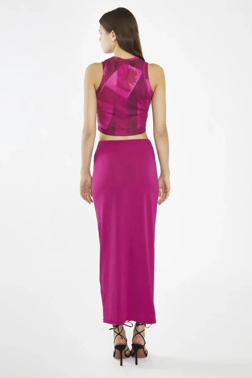 Glamorous Going Out Tops|Crops, Corsets & Bodysuits|Pink-Block Mesh Racerback Crop-Top -