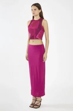 Glamorous Going Out Tops|Crops, Corsets & Bodysuits|Pink-Block Mesh Racerback Crop-Top -