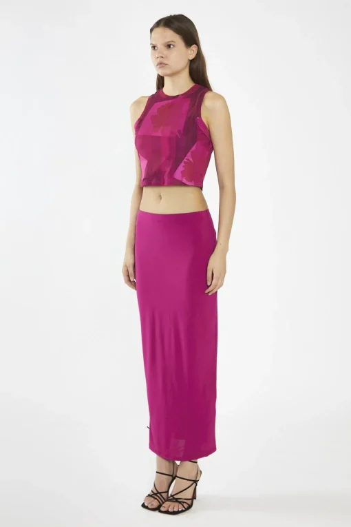 Glamorous Going Out Tops|Crops, Corsets & Bodysuits|Pink-Block Mesh Racerback Crop-Top -