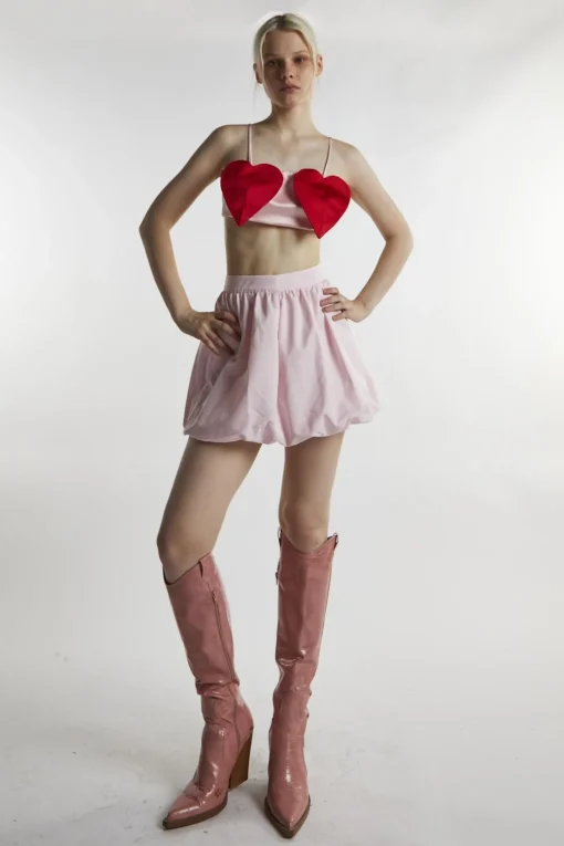 Glamorous Going Out Tops|Crops, Corsets & Bodysuits|Pink-Red Heart Crop-Top -