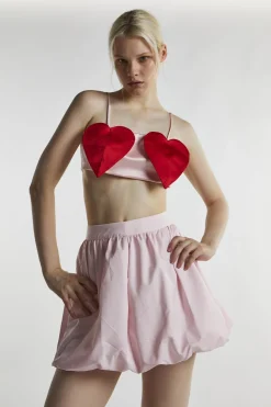 Glamorous Going Out Tops|Crops, Corsets & Bodysuits|Pink-Red Heart Crop-Top -