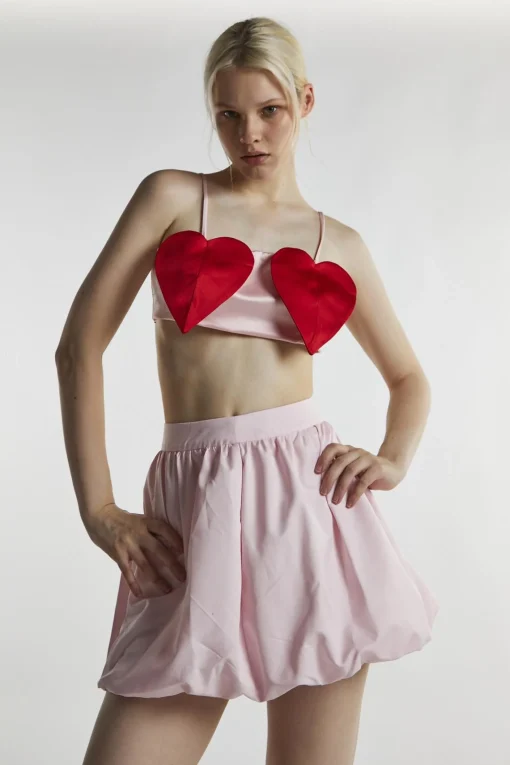 Glamorous Going Out Tops|Crops, Corsets & Bodysuits|Pink-Red Heart Crop-Top -