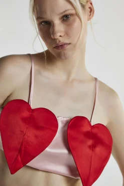 Glamorous Going Out Tops|Crops, Corsets & Bodysuits|Pink-Red Heart Crop-Top -
