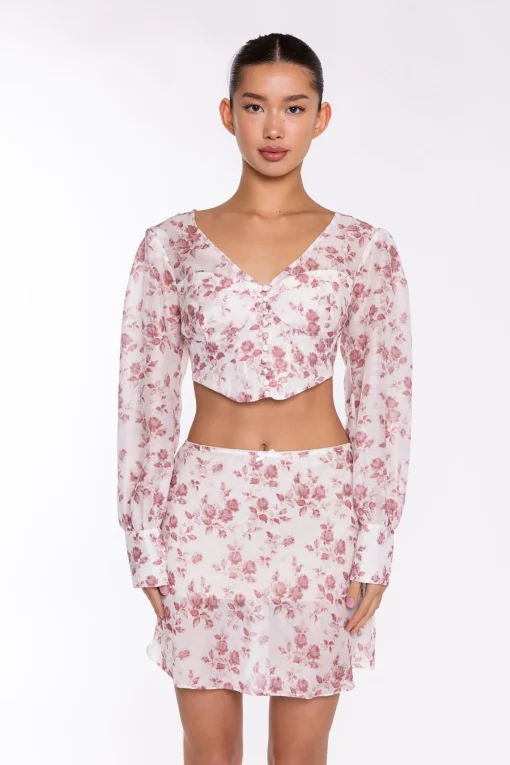 Glamorous Blouses & Shirts|Crops, Corsets & Bodysuits|Pink-Rose Corset Crop-Top -