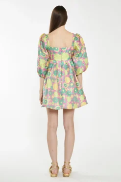 Glamorous Best Dressed Guest|Chic Escapes|Pink-60s-Flower-Jacquard Babydoll Mini Dress -