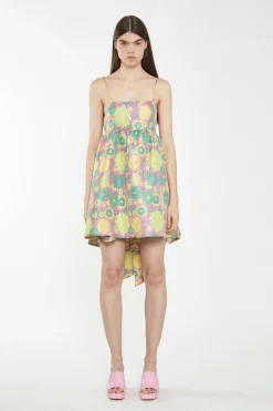 Glamorous Best Dressed Guest|Chic Escapes|Pink-60s-Flower-Jacquard Tie Detail Mini Dress -