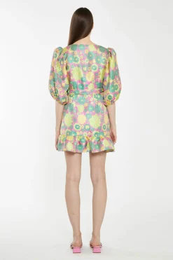 Glamorous Best Dressed Guest|Chic Escapes|Pink-60s-Flower-Jacquard Wrap Mini Dress -