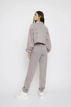 Glamorous High Waisted Jeans|Straight Leg Jeans|Pink-Tint Straight-Leg High-Waisted Jeans -