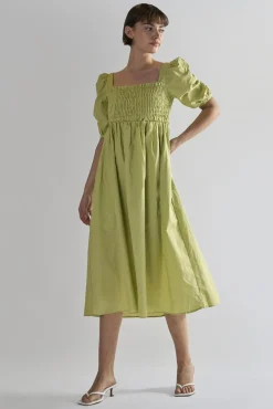 Glamorous Day Dresses|Midi & Midaxi Dresses|Pistachio Square Neck Short Sleeve Midi Dresses -