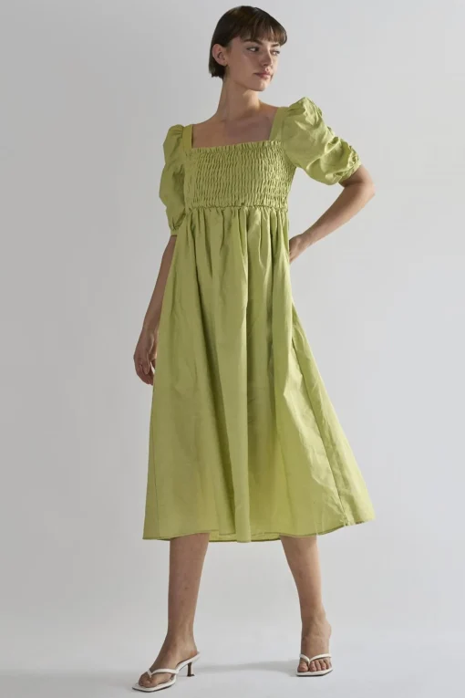Glamorous Day Dresses|Midi & Midaxi Dresses|Pistachio Square Neck Short Sleeve Midi Dresses -