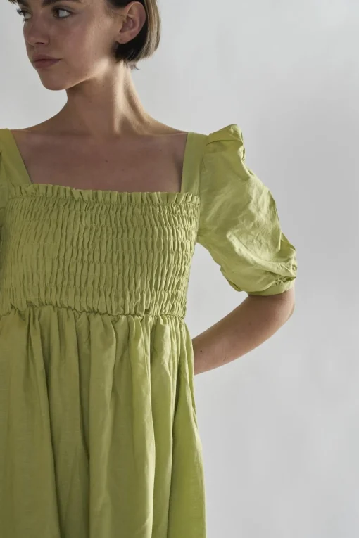 Glamorous Day Dresses|Midi & Midaxi Dresses|Pistachio Square Neck Short Sleeve Midi Dresses -