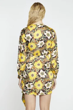 Glamorous Day Dresses|Mini Dresses|Psychedelic Multi-Floral Wrap Mini-Dress -