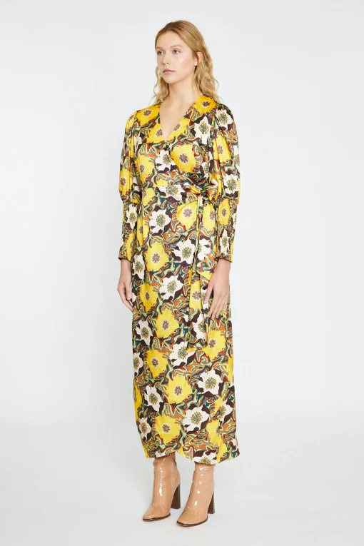 Glamorous Day Dresses|Wrap Dressses|Psychedelic Multi-Floral Wrap Maxi-Dress -