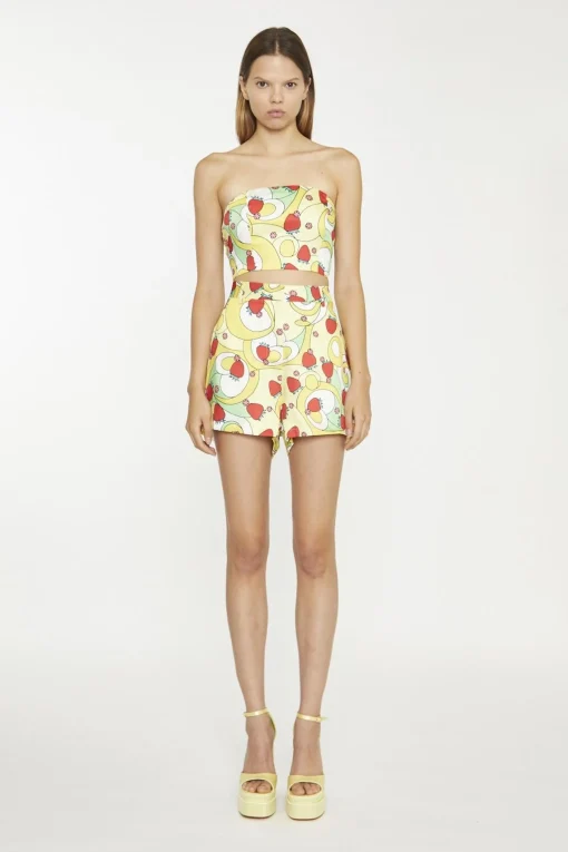 Glamorous Woven Shorts|Psychedelic Strawberry High-Waist Mini-Shorts -