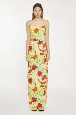 Glamorous Maxi Dresses|Maxi Dresses|Psychedelic-Strawberry Slim-Spaghetti-Strap Maxi-dress -