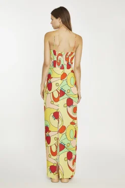 Glamorous Maxi Dresses|Maxi Dresses|Psychedelic-Strawberry Slim-Spaghetti-Strap Maxi-dress -