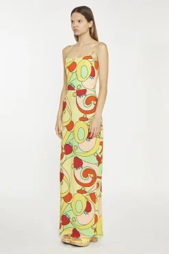 Glamorous Maxi Dresses|Maxi Dresses|Psychedelic-Strawberry Slim-Spaghetti-Strap Maxi-dress -