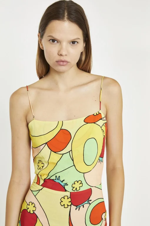 Glamorous Maxi Dresses|Maxi Dresses|Psychedelic-Strawberry Slim-Spaghetti-Strap Maxi-dress -