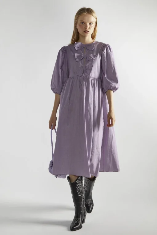 Glamorous Midi & Midaxi Dresses|Midi & Midaxi Dresses|Purple Gingham Bow Detail Midi-Dress -