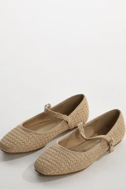 Glamorous Flat Shoes|Raffia Mary-Jane Ballet-Flats -