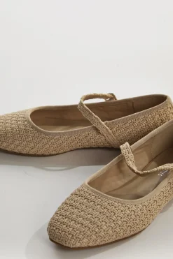 Glamorous Flat Shoes|Raffia Mary-Jane Ballet-Flats -